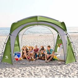 Beach Tent 12 X 12ft Large UPF50+ Pop Up Canopy with 2-Pcs Side Wall, Sun Shelter Rainproof, Waterproof for Camping Trips, Backyard Fun, Fishing, Part