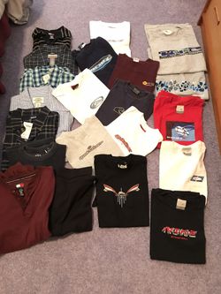 Various Boy’s Size Large Button Up Shirts, Short/no Sleeve Shirts  And Sweaters