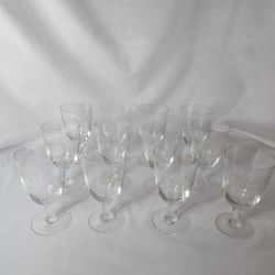 Noritake Sasuke MCM Etched Crystal Water Goblets, Japan 