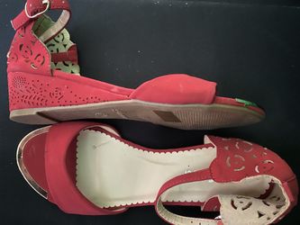 Red low wedge heels - New and never worn.
