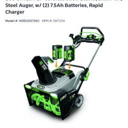 EGO 56V POWER+ 21" Single-Stage Snow Blower Peak Power 2 x 6.0Ah Batte