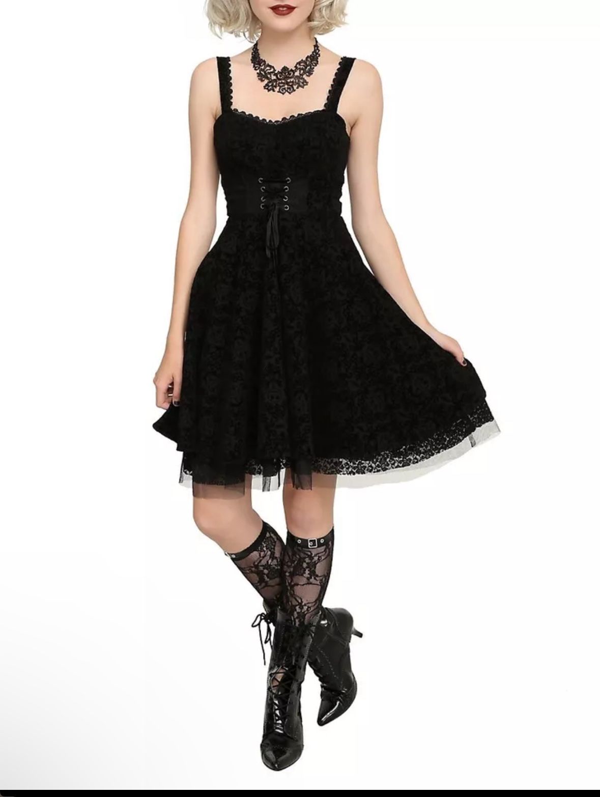 Women’s SZ Medium Disney Nightmare Before Christmas Flocked Velvet Dress Goth Co