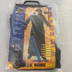 Adult Black Robe Costume - One Size - Reaper Wizard Monk