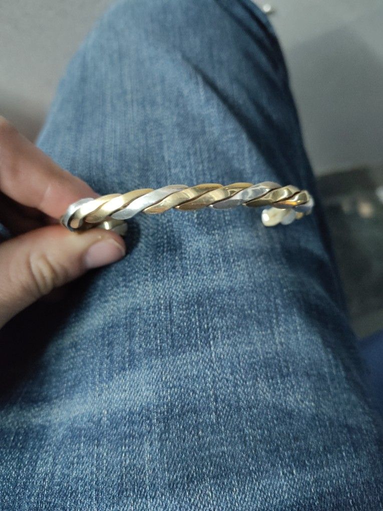 1970 Lancome Paris Sterling And Brass Bracelet