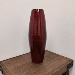 Vintage Spun Bamboo Large Red Vase