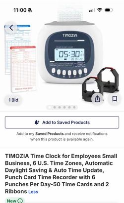 TIMOZIA Employee Time Clock with Cards and Ribbons