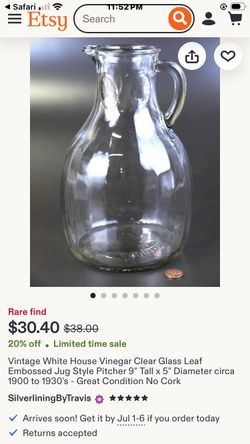 Vintage White House 1 Quart Vinegar Jug