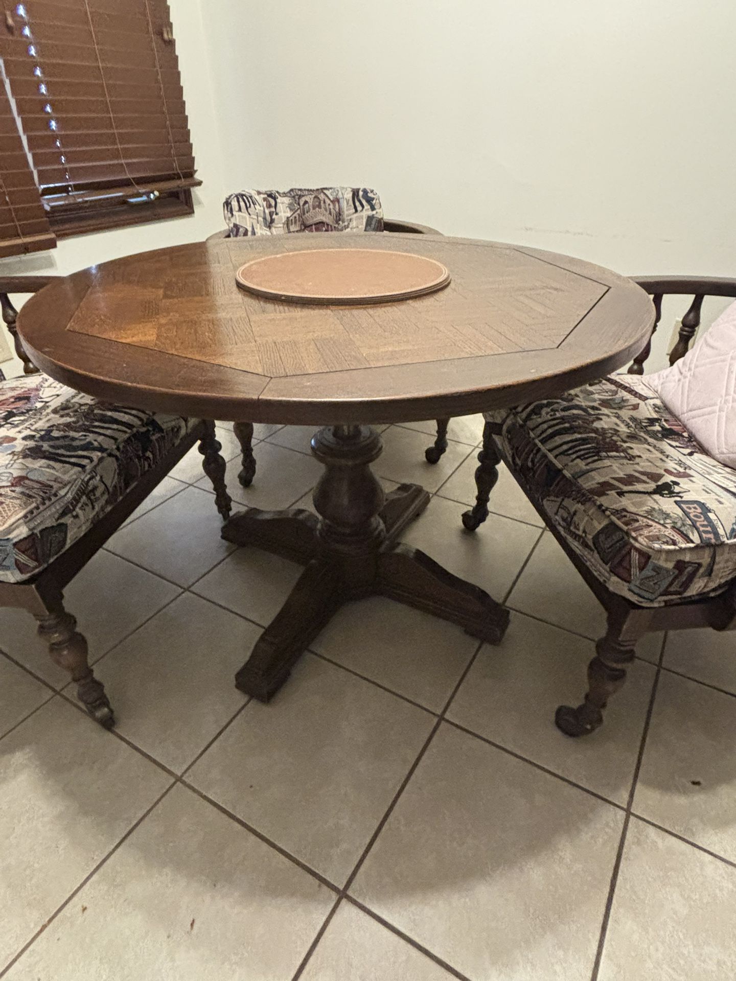 Round Wood Table & 4 Chairs