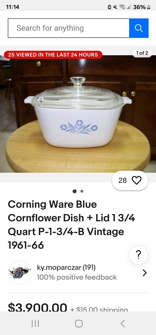 CORNINGWARE BLUE CORNFLOWER