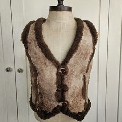 Real Leather And Shearling Fur Vest Size XXS NO OFFERS 