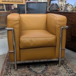 Brown Leather Le Corbusier Style Chair At BoneJax 