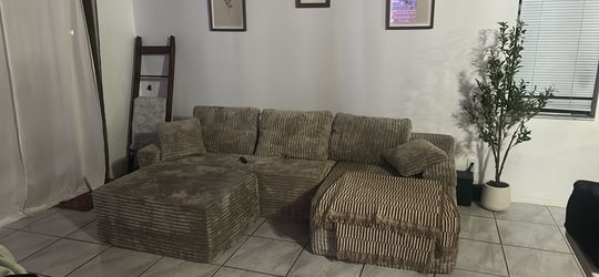 Brand new boneless couch chaise with ottoman
