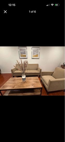 Crate & Barrel mid century modern couch and chair