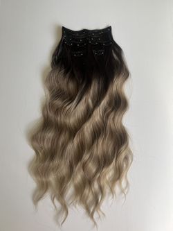 22 In Light Ashy Blonde Balayage Clip in Extensions  - Water Wave