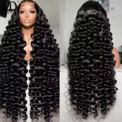 250 Density Loose Deep Wave 13x6 Lace Front Human Hair Wigs Brazilian 30 40 Inches Curly Water Wave HD 13x4 Lace Frontal Wig