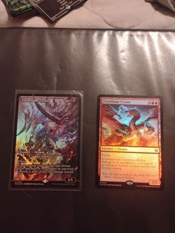 Twinflame Tyrant (Showcase) And Twinflame Tyrant (Base Foil) Magic The Gathering: Foundations