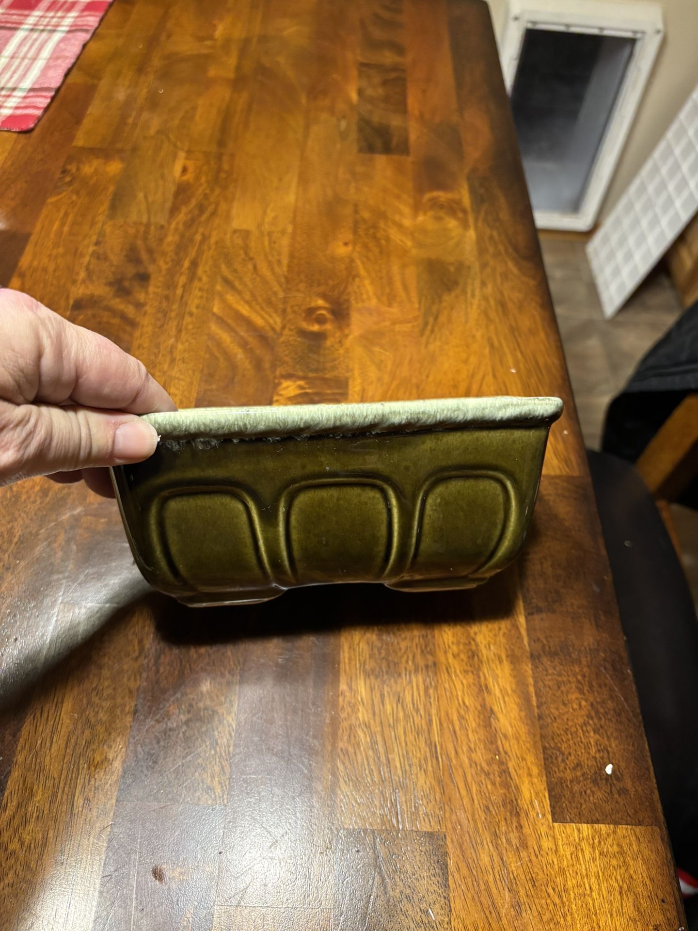 Vintage Hull Pottery USA F469 Rectangular Bowl Planter Green Brown Glaze