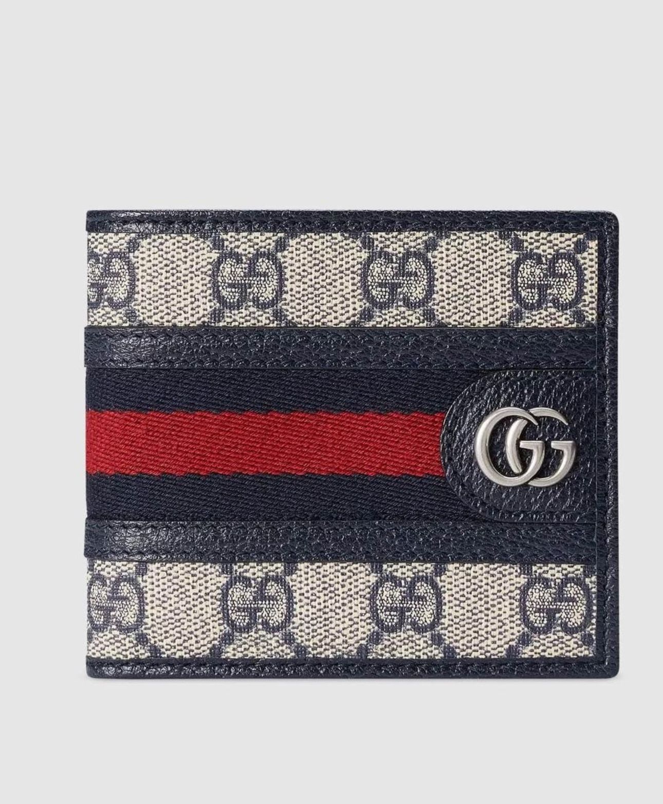 New Men’s Gucci Leather Trimmed Ophidia GG Wallet Blue Color