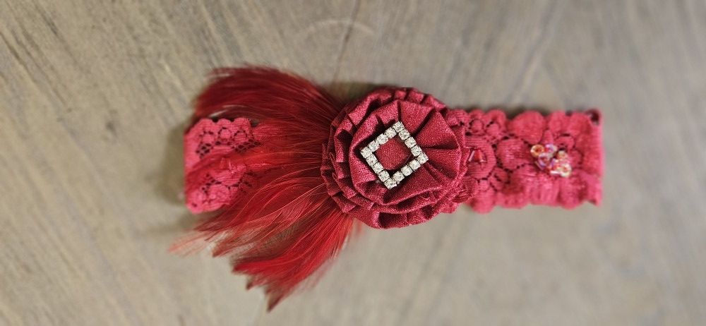 Burnt Red Lace Prom Wedding Garter