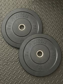 Titan Fitness 15 lb Olympic Bumper Plates — Pair, 30 lb total