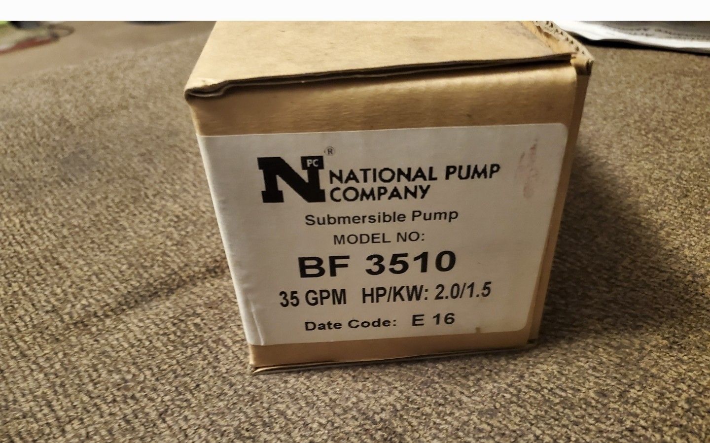 National Pump Company Submersible Pump Bf 3510 2.0 Hp