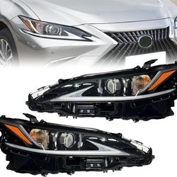 Lexus ES350 ES300h Headlights Assembly 2019-2021 LED DRL Black Housing Headlamps