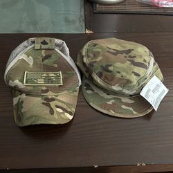 Army Camo Patrol Cap And Baseball Type Hat-New