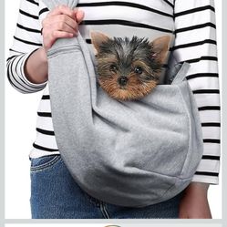 Small Dog Sling Carrier - Zipper Pocket & Adjustable Strap - for 3-10 lbs Pets(Grey