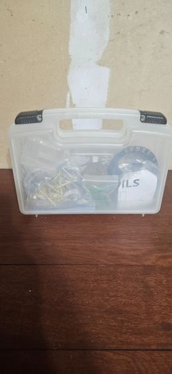 Clear Plastic Storage Case with Misc Items