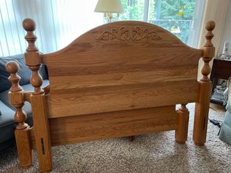 Solid oak full size bed frame