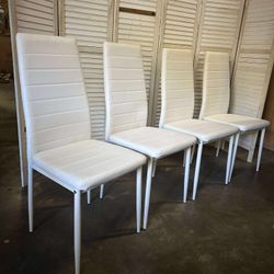 Dining Chairs Set of 4, PU Leather Kitchen Chairs with Sturdy Iron Legs, Waterproof Seat, High Back Padded Upholstered Chairs