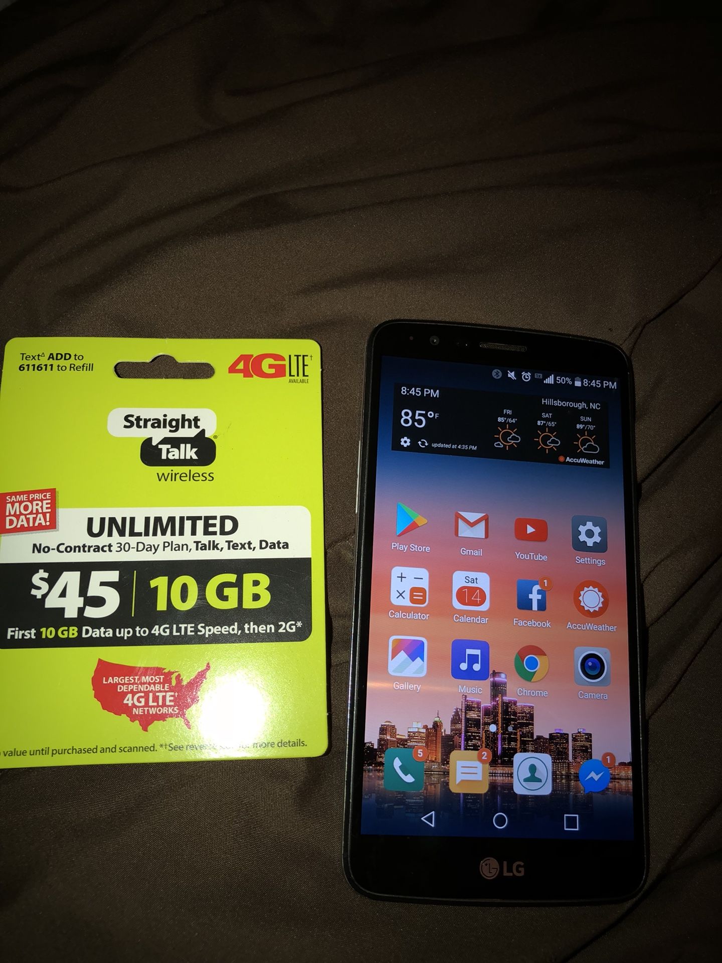 16GB LG Stylo 3 straight talk phone WITH $45 10GB high speed data 1 month unlimited plan