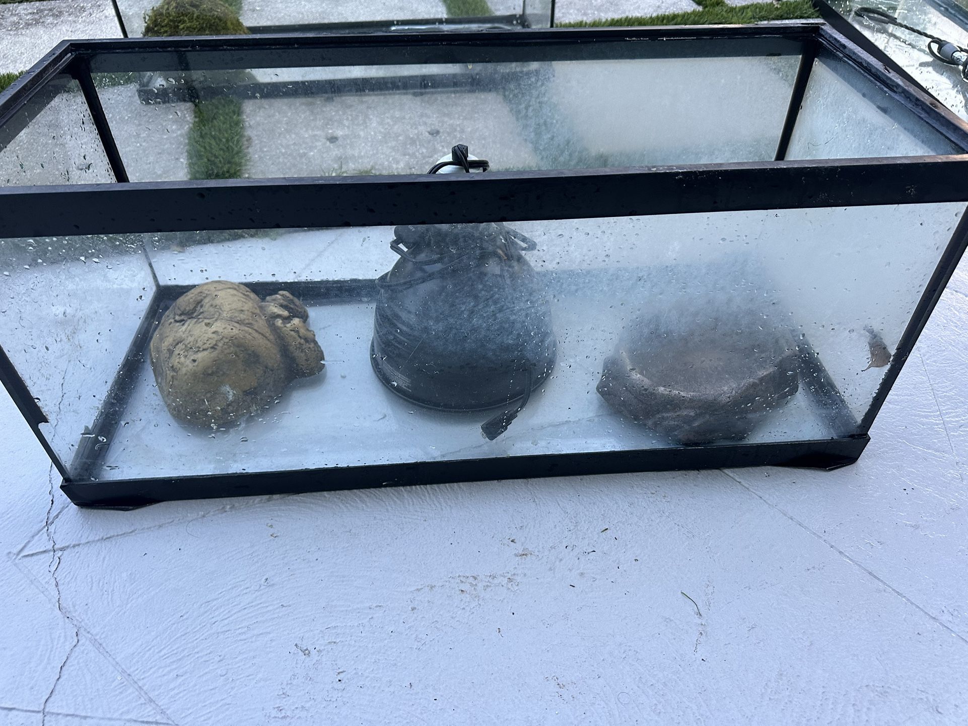 20 Gallon Long Terranium W/light, Cave And Dish