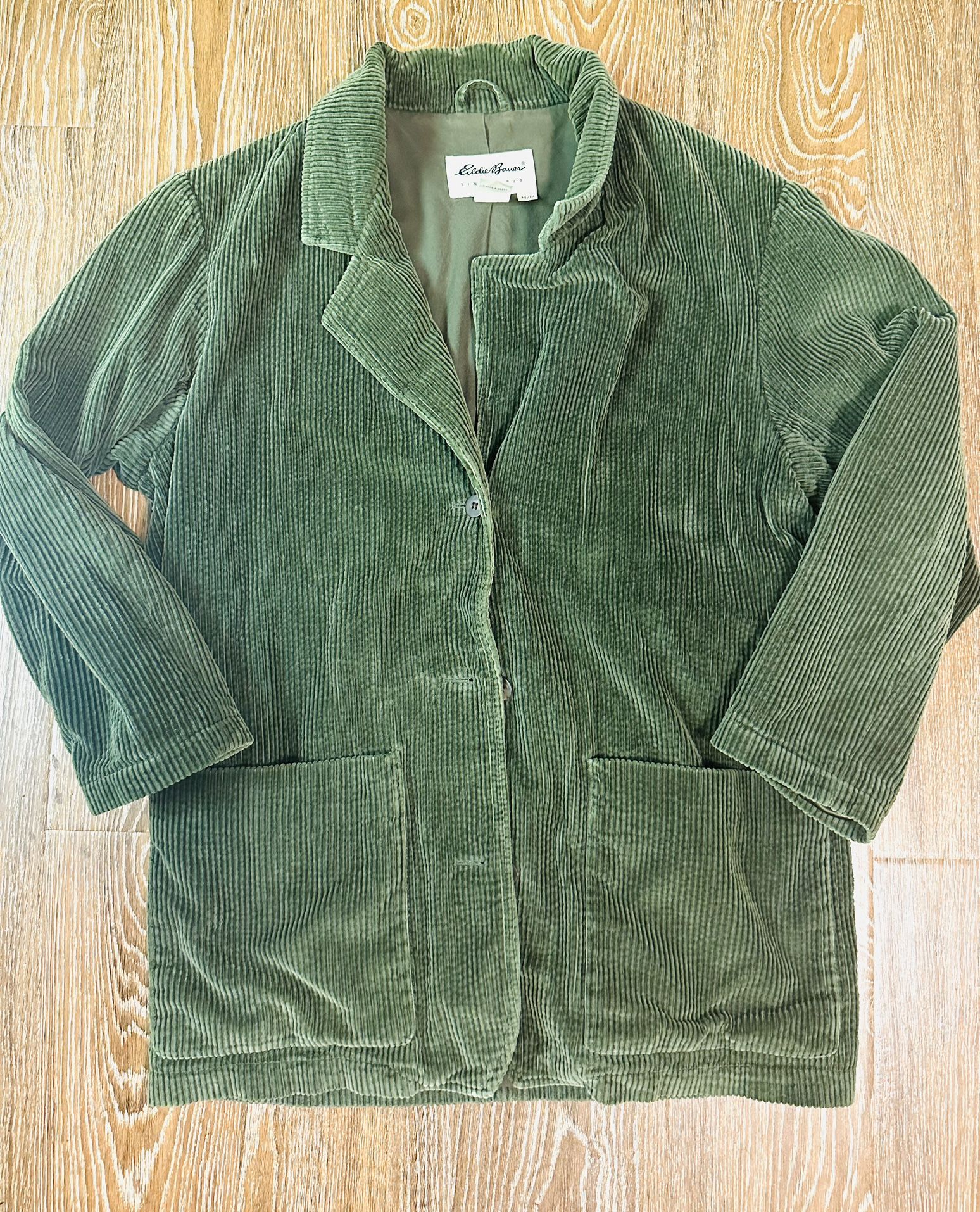 Vintage Eddie Bauer Green Corduroy Coat Jacket Men’s Size Medium
