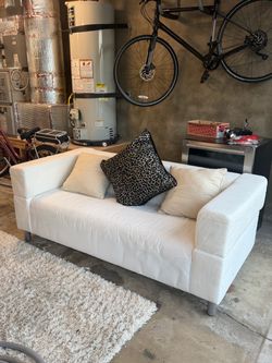 IKEA White Two-Seat Sofa with Metal Legs