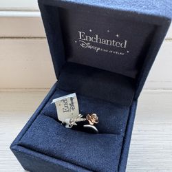 New - Enchanted Disney Belle 1/10 CT. Diamond Rose Ring 