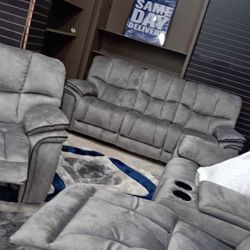 Barcelona, Two Piece Sofa Loveseat Reclining Set $1099 With Easy Financing
