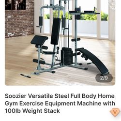 Soozier Versatile Steel Full Body Home Gym Exercise Equipment Machine with 100lb Weight Stack