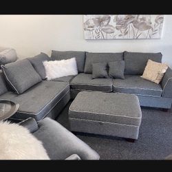 Grey Sectional Sofa ( Ottoman Included ) New In Box 📦 