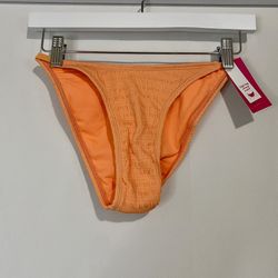 Xhilaration Women’s High Leg Scoop Waist Bikini Bottom Orange NWT
