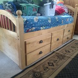 Twin Captain's Bed Wood Maple