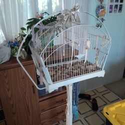 Vintage White Bird Cage