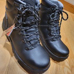 Avenger Work Boots Men's Above Ankle Composite Toe Waterproof Construction Boot, Black, 7.5 M