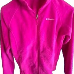 #214 Girls Large (14-16) Bright Pink Columbia Sweater Jacket