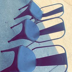 4 Brown Metal Chairs 