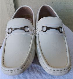 White Leather Horsebit Loafers men size 7.5