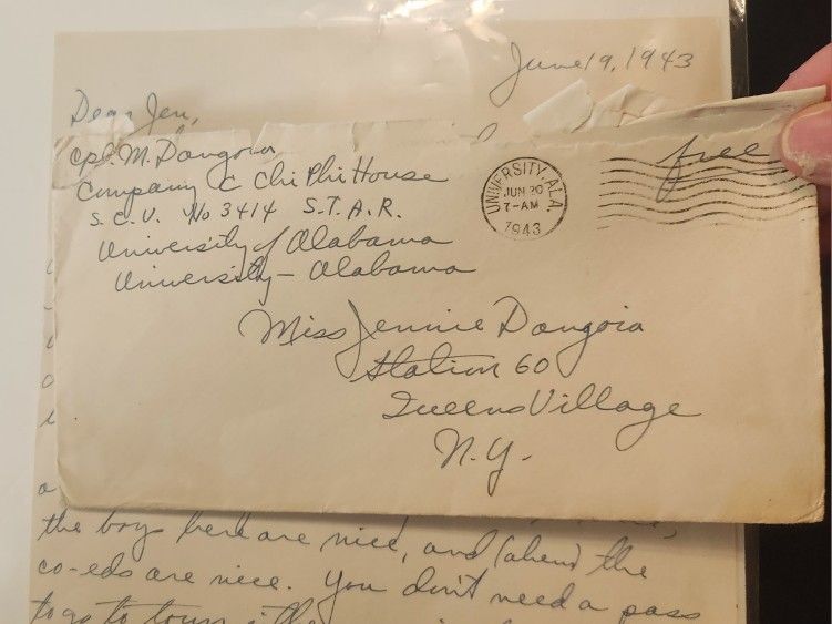 1943 Letter from Chi Phi Fraternity Member Re: Univ Of Alabama (Transcribed)