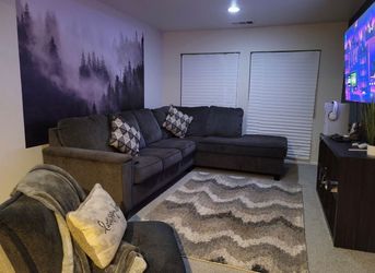 Dark Gray Fabric Sectional Sofa with Chaise