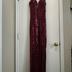 Absolutely Stunning Red Sequin Prom Dress with high slit in the front. Size 11/12 $80