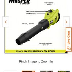 40V HP Brushless Whisper Series 160 MPH 650 CFM Cordless Battery Leaf Blower (Tool Only)